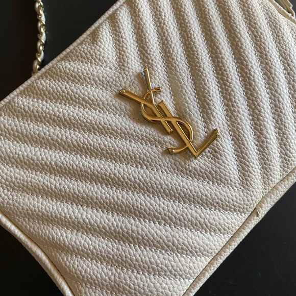 Saint Laurent Mini Lou Camera Grain De Poudre Matelasse Ivory Shoulder Bag - Picture 4 of 16